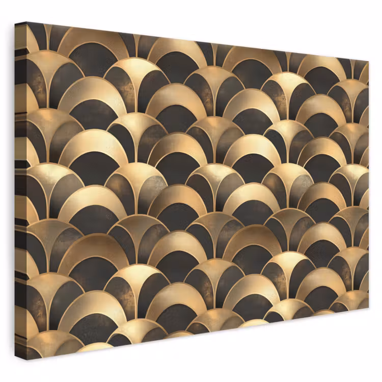 Schubben - Structuur - Goud canvas 2cm klein 34 -3d