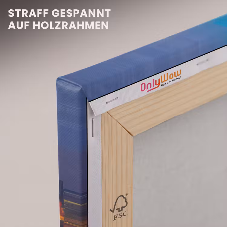 Skyline - Penseelstreken - Donkerblauw - Lichtgevend canvas 2cm klein -uniquesellingpoint_afwerking-onlywow_DE