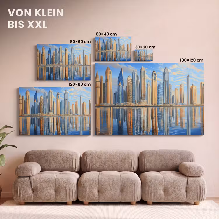 Skyline - Wolkenkrabbers - Water - Blauw canvas 2cm klein -Xsfeer8_DE