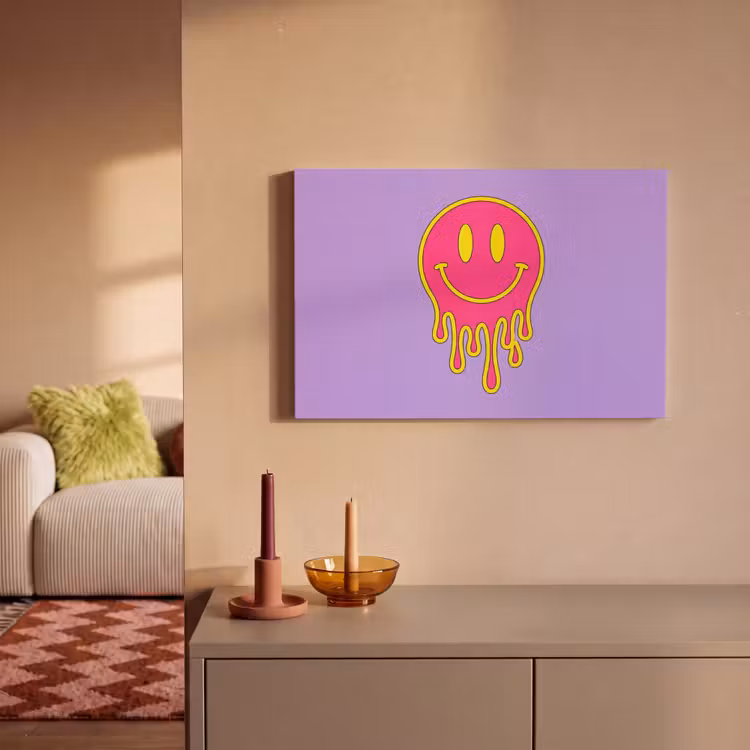 Smiley - Drip - Neon canvas 2cm klein -sfeer1