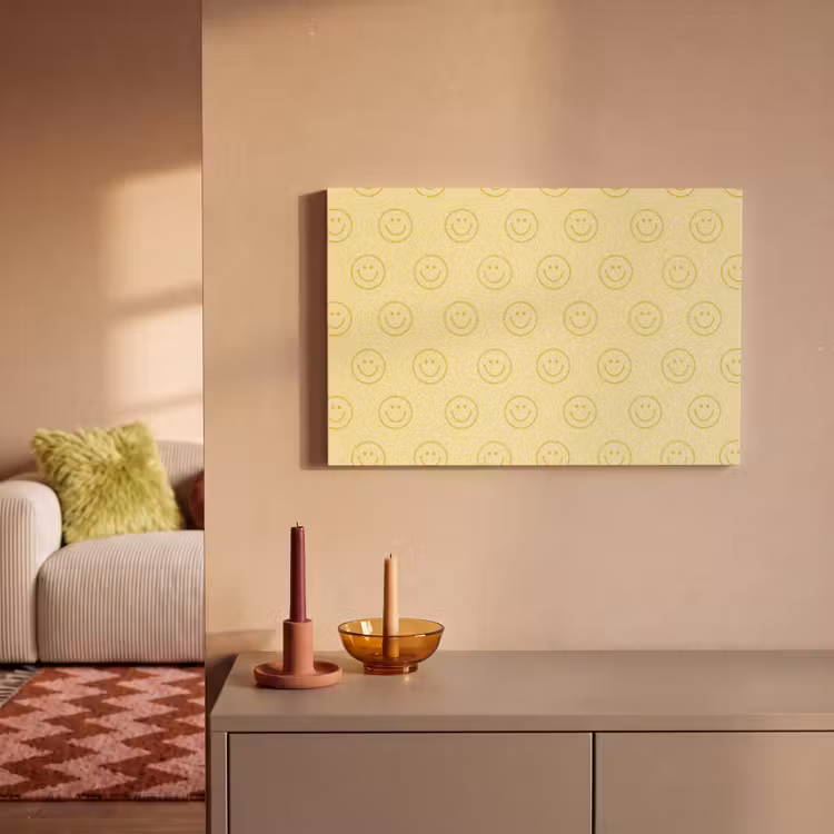 Smileys - Patroon - Retro - Zachtgeel canvas 2cm klein 34 -sfeer1