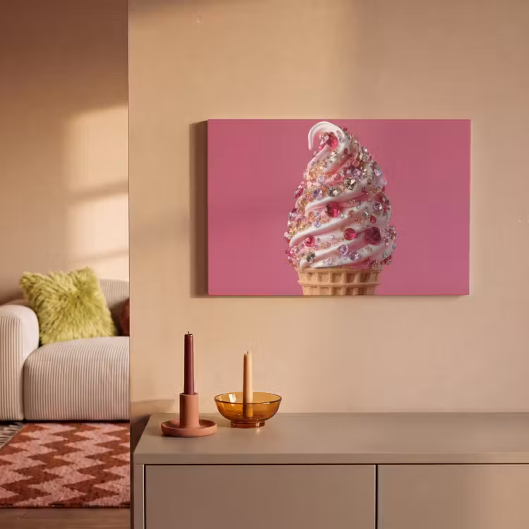 Softijs - Edelstenen - Roze - Hoorntje canvas 2cm klein -sfeer1