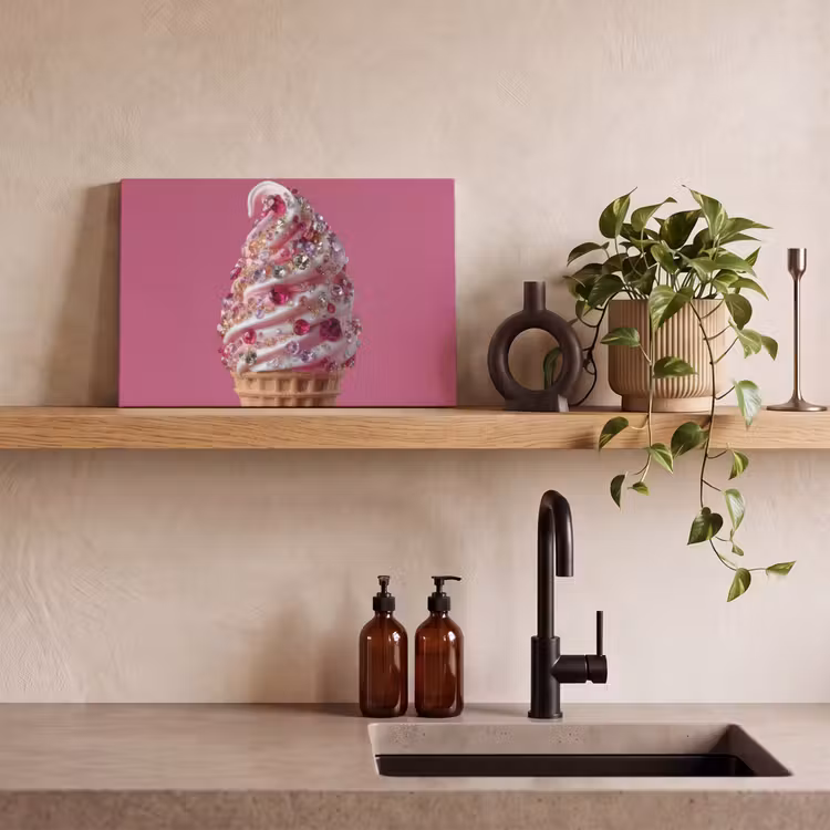 Softijs - Edelstenen - Roze - Hoorntje canvas 2cm klein -sfeer3