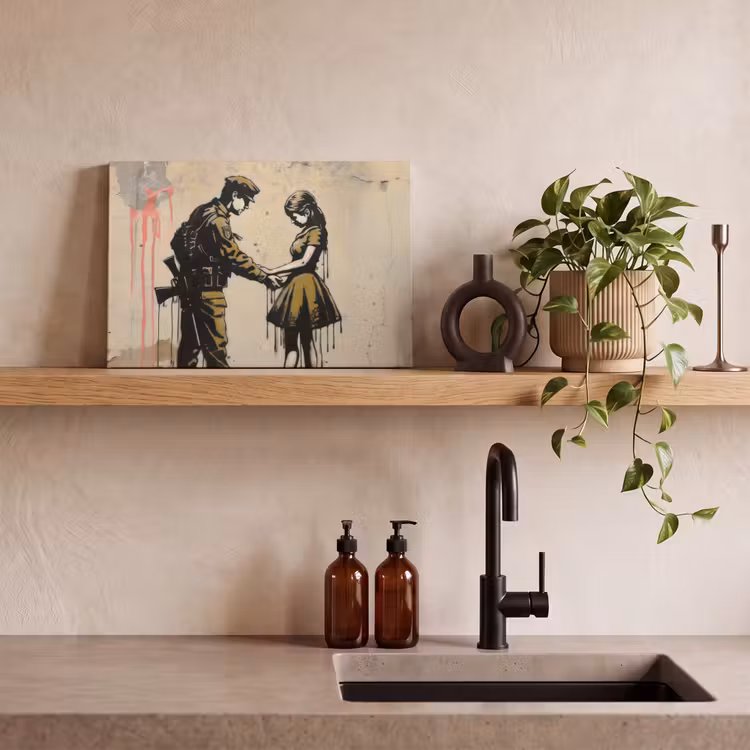 Soldaat - Meisje - Bruin - Graffiti canvas 2cm klein -sfeer3