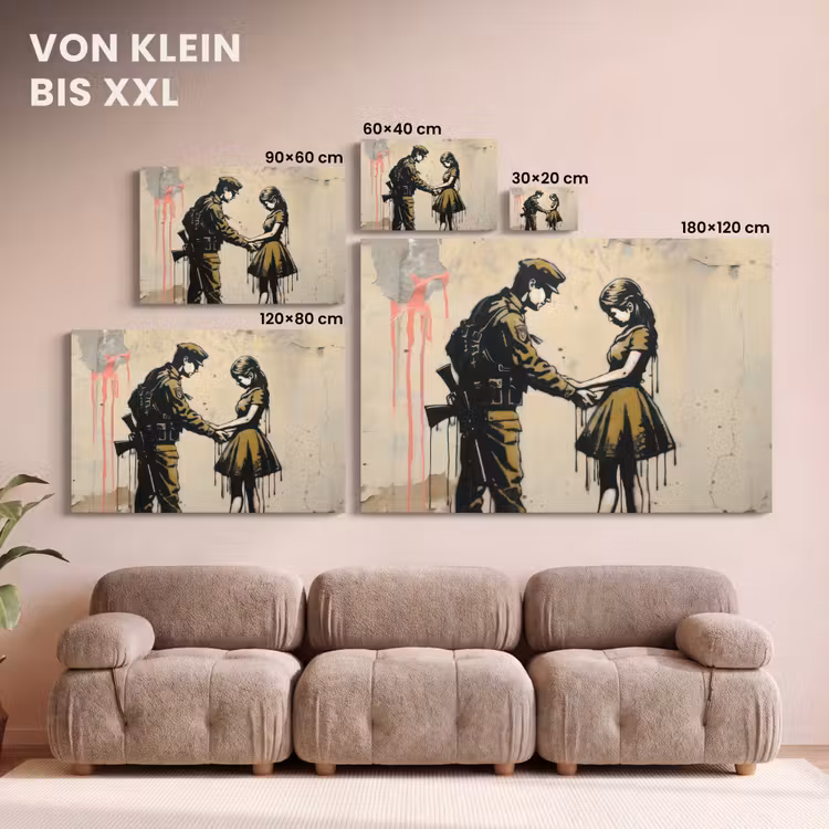 Soldaat - Meisje - Bruin - Graffiti canvas 2cm klein -Xsfeer8_DE