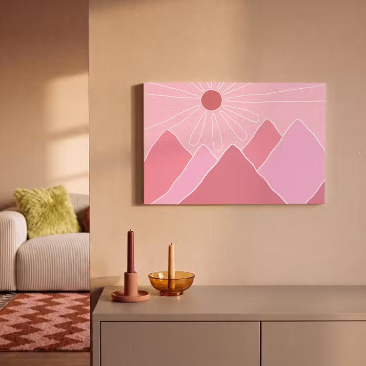Zon - Bergen - Natuur - Abstract - Roze canvas 2cm klein -sfeer1