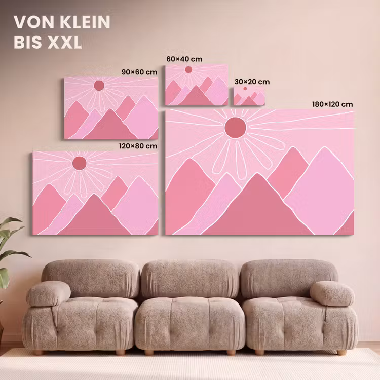 Zon - Bergen - Natuur - Abstract - Roze canvas 2cm klein -Xsfeer8_DE