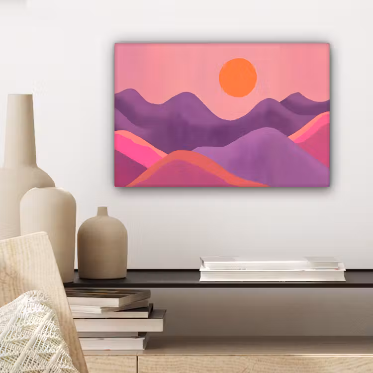 Zon - Heuvels - Paars - Abstract canvas 2cm klein -closeup_print_DE