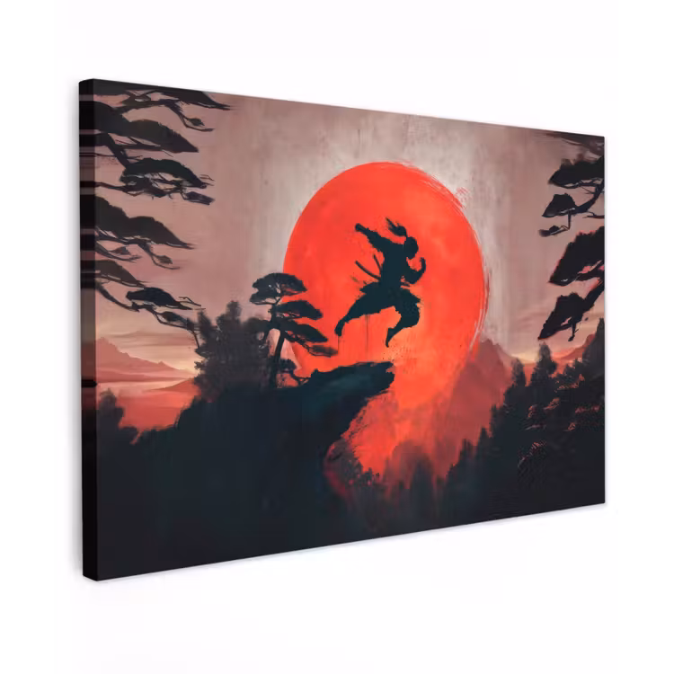 Zon - Krijger - Bomen - Bergen canvas 2cm klein -z3d