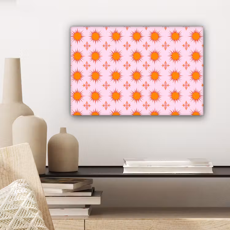 Zon - Patroon - Roze canvas 2cm klein 34 -sfeer6