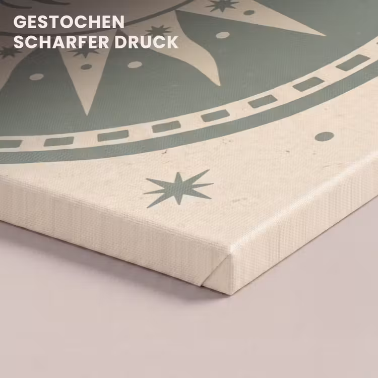 Zon - Sterren - Astrologie - Vintage - Groen canvas 2cm klein -closeup_print_DE