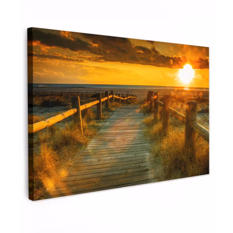 Zon - Strand - Duin - Horizon - Gras - Pad - Oranje canvas 2cm klein -z3d