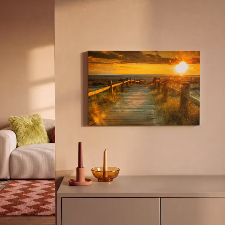 Zon - Strand - Duin - Horizon - Gras - Pad - Oranje canvas 2cm klein -sfeer1