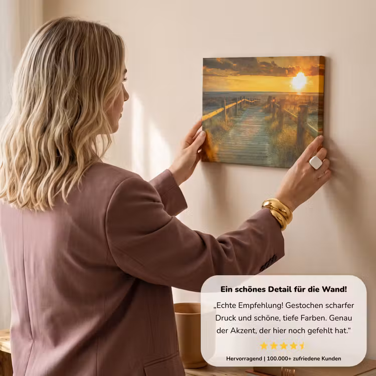 Zon - Strand - Duin - Horizon - Gras - Pad - Oranje canvas 2cm klein -sfeer3