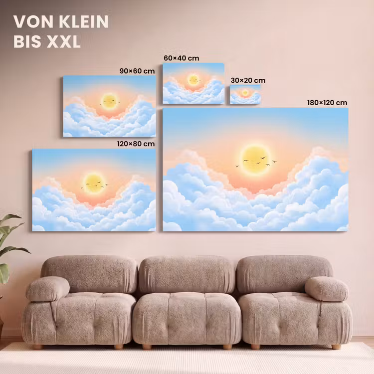 Zon - Vogels - Lucht - Natuur - Geel canvas 2cm klein -Xsfeer8_DE