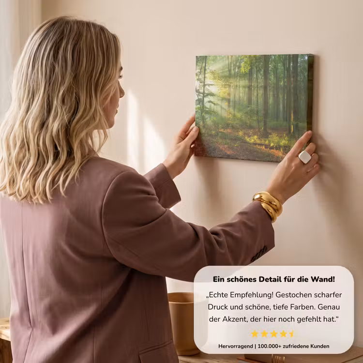 Zon - Bos - Bomen - Natuur - Herfst canvas 2cm klein -sfeer3