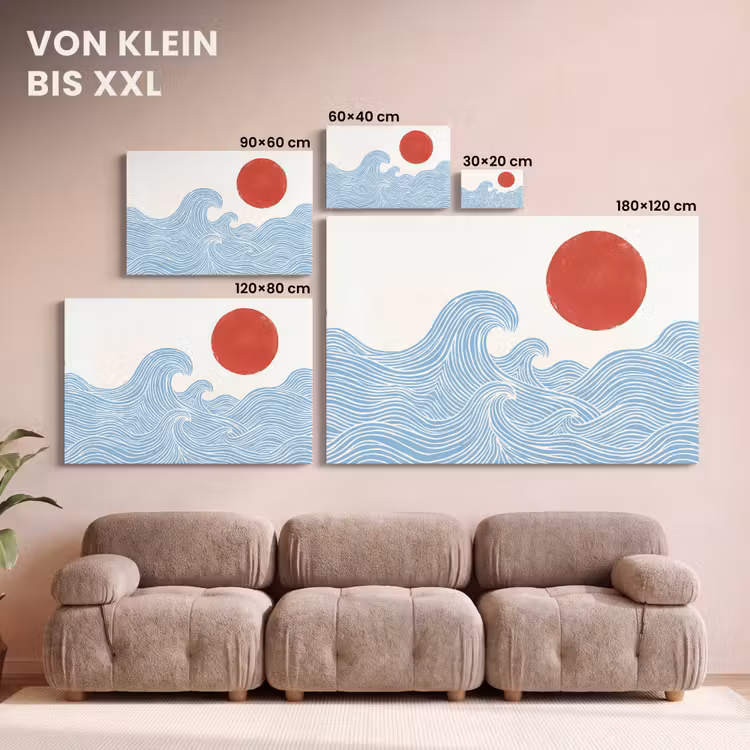 Zon - Golven - Oceaan - Abstract - Rood canvas 2cm klein -Xsfeer8_DE