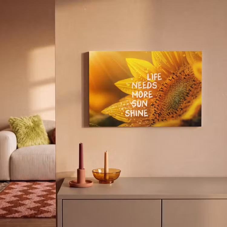 Zonnebloem - Close up - Geel - Quote canvas 2cm klein -sfeer1