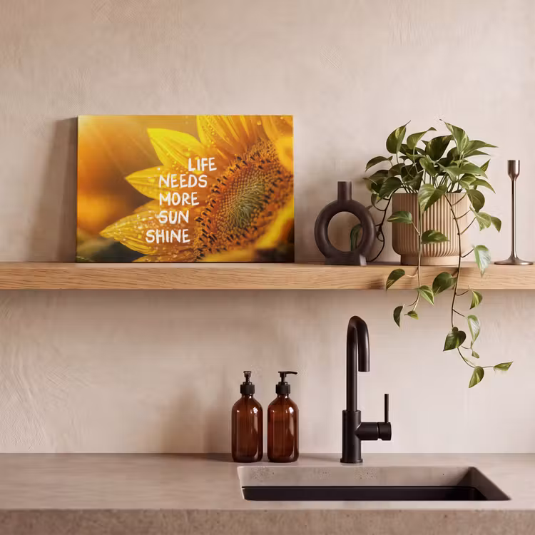 Zonnebloem - Close up - Geel - Quote canvas 2cm klein -sfeer3