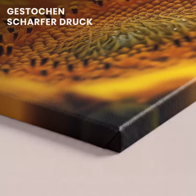 Zonnebloem - Dauwdruppels - Geel - Zonlicht canvas 2cm klein -closeup_print_DE