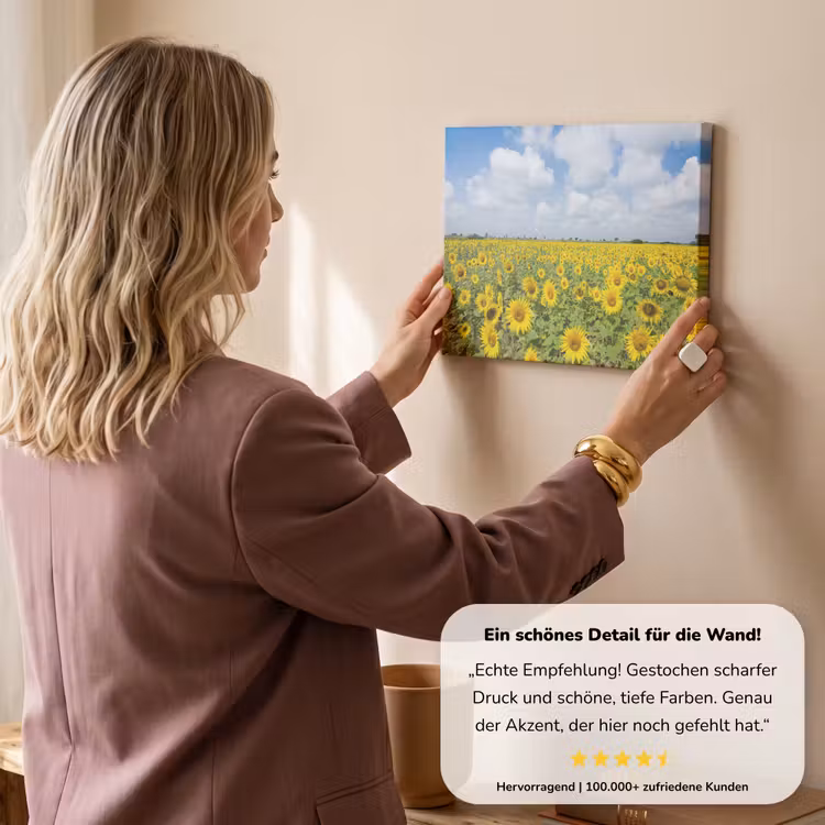 Zonnebloemen - Bloemen - Wolken - Natuur - Geel - Landschap canvas 2cm klein -Xsfeer7_DE