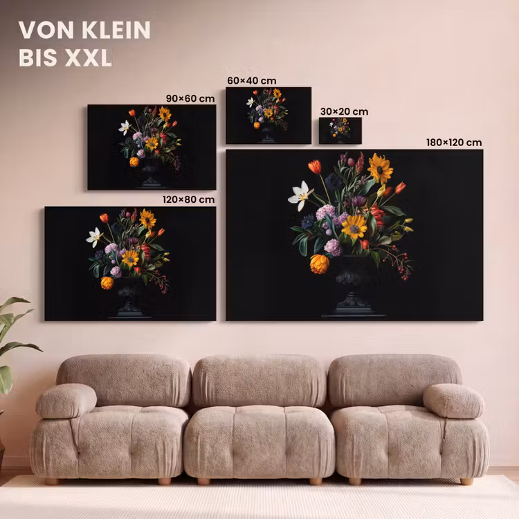 Zonnebloemen - Boeket - Kleurrijk canvas 2cm klein -Xsfeer8_DE