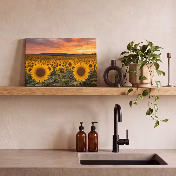Zonnebloemen - Heuvellandschap - Geel canvas 2cm klein -sfeer6