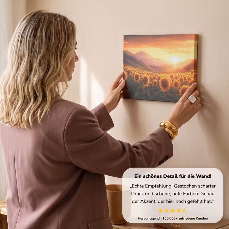 Zonnebloemen - Zonsondergang - Landschap canvas 2cm klein -Xsfeer7_DE