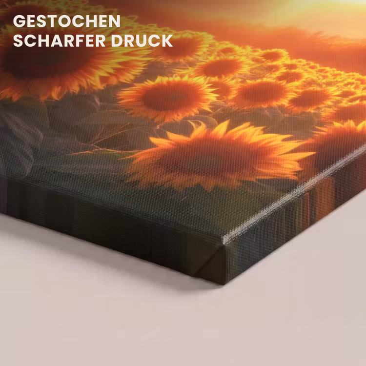 Zonnebloemen - Zonsondergang - Landschap canvas 2cm klein -closeup_print_DE
