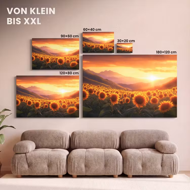 Zonnebloemen - Zonsondergang - Landschap canvas 2cm klein -Xsfeer8_DE