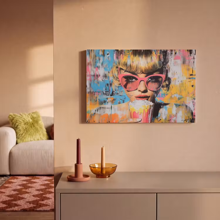 Zonnebril - Vrouw - Kleurrijk - Verfspetters canvas 2cm klein -sfeer1
