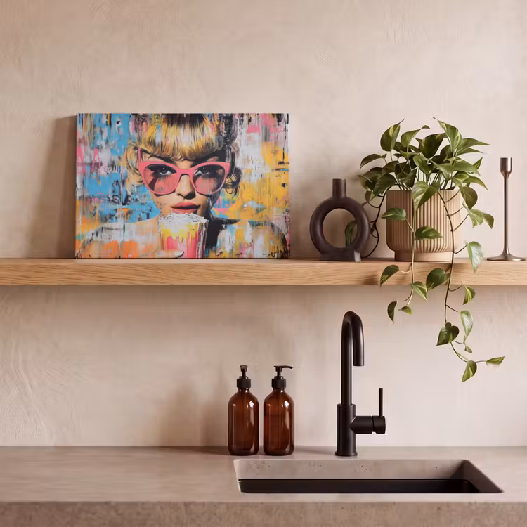 Zonnebril - Vrouw - Kleurrijk - Verfspetters canvas 2cm klein -sfeer6
