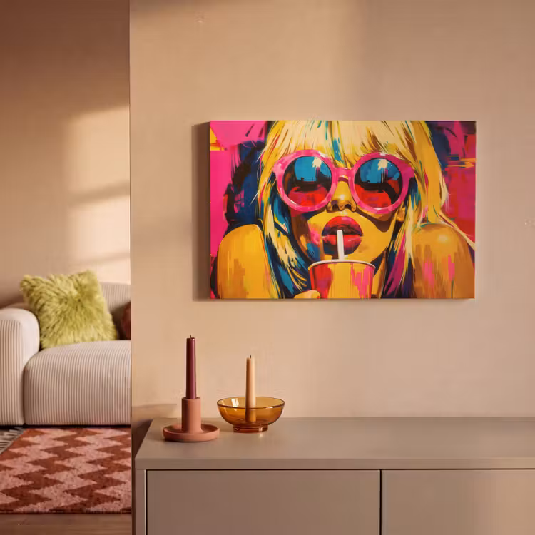 Zonnebril - Roze - Vrouw - Rietje canvas 2cm klein -sfeer1