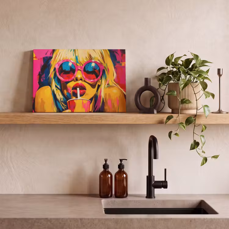 Zonnebril - Roze - Vrouw - Rietje canvas 2cm klein -sfeer3