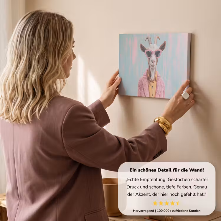 Zonnebril - Roze - Geit - Horen canvas 2cm klein -Xsfeer7_DE