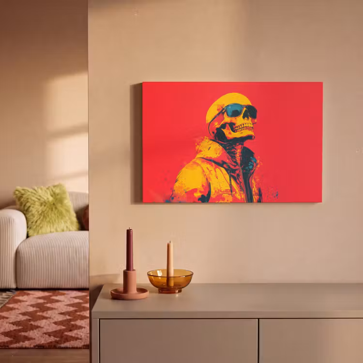 Zonnebril - Schedel - Jas - Rood canvas 2cm klein -sfeer1