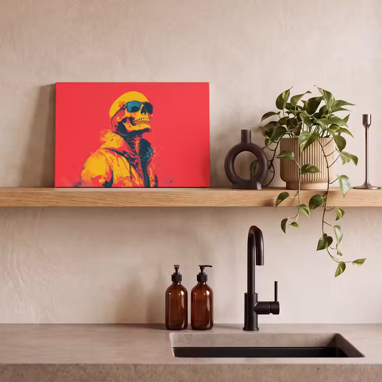 Zonnebril - Schedel - Jas - Rood canvas 2cm klein -sfeer3
