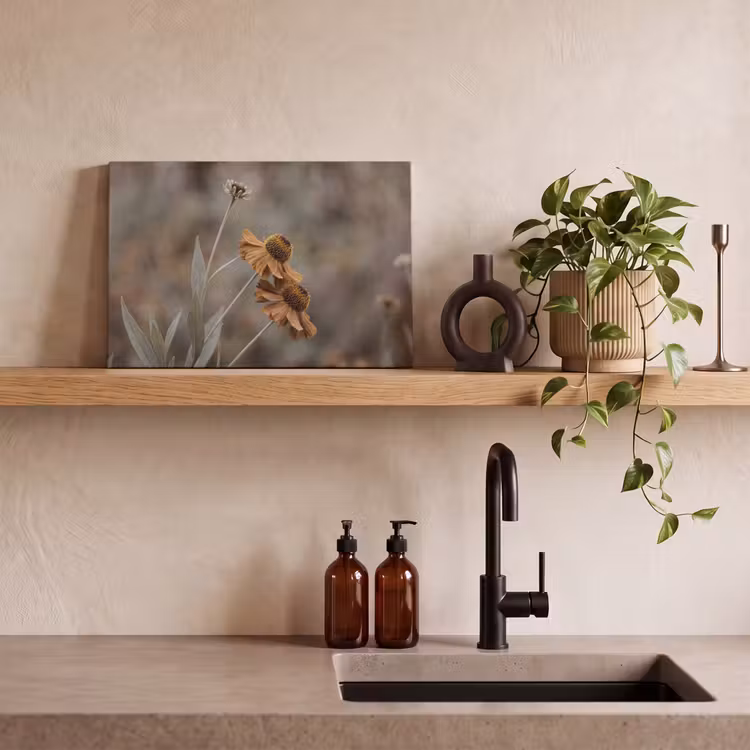 Zonnehoed - Droogbloemen - Geel - Warm canvas 2cm klein -closeup_print_DE