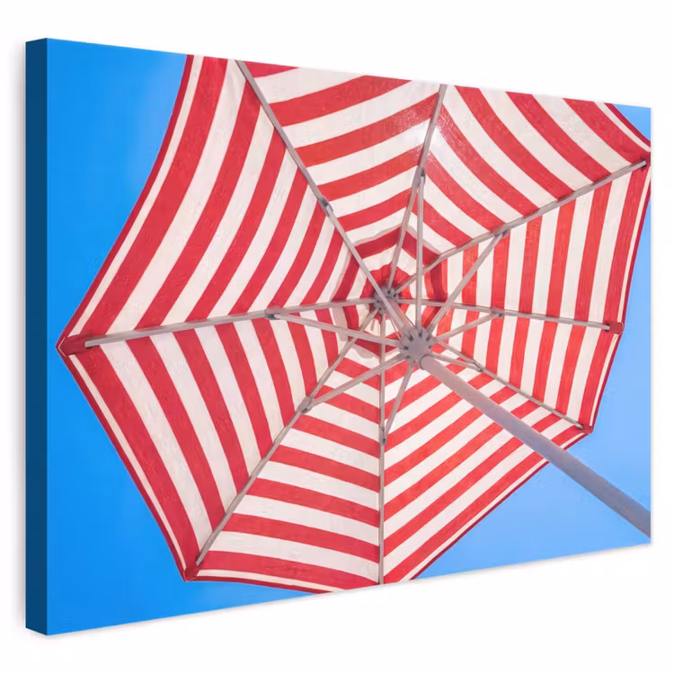 Parasol - Strepen - Zomer - Rood - Blauw canvas 2cm klein -3d