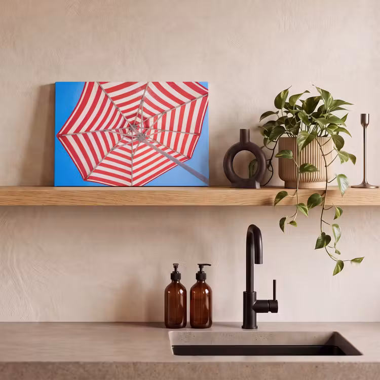 Parasol - Strepen - Zomer - Rood - Blauw canvas 2cm klein -sfeer3