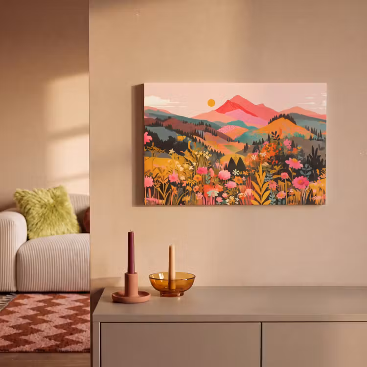 Zonsondergang - Bergvallei - Contrast canvas 2cm klein -sfeer1