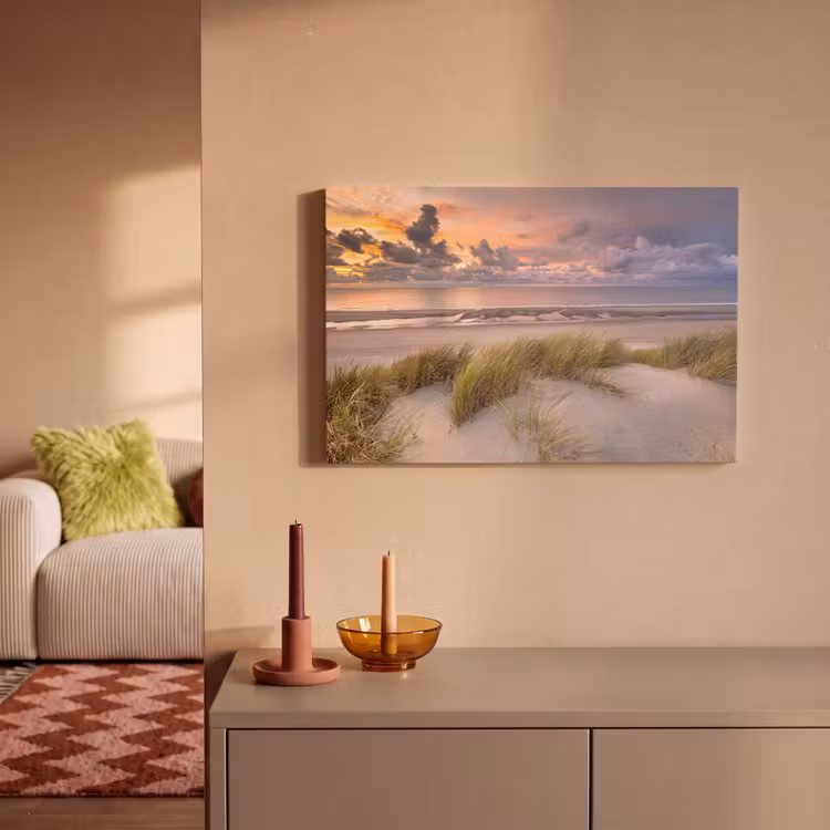 Zonsondergang - Duin - Strand - Planten - Zee canvas 2cm klein -sfeer1