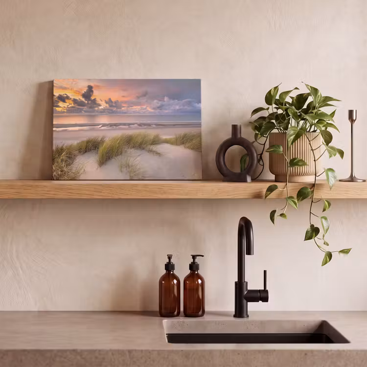 Zonsondergang - Duin - Strand - Planten - Zee canvas 2cm klein -sfeer3