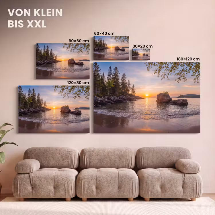 Zonsondergang - Kust - Water - Natuur - Oranje canvas 2cm klein -Xsfeer8_DE