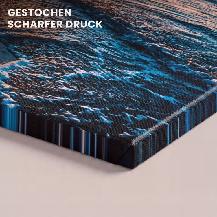 Zonsondergang - Zee - Berg - Horizon - Landschap - Blauw canvas 2cm klein -closeup_print_DE