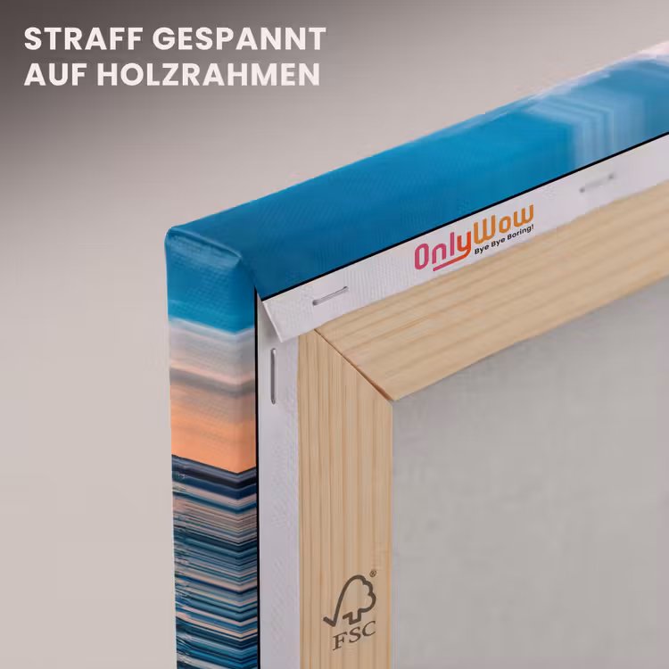 Zonsondergang - Zee - Berg - Horizon - Landschap - Blauw canvas 2cm klein -uniquesellingpoint_afwerking-onlywow_DE