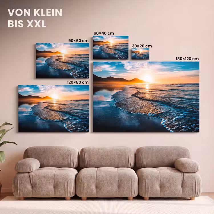 Zonsondergang - Zee - Berg - Horizon - Landschap - Blauw canvas 2cm klein -Xsfeer8_DE