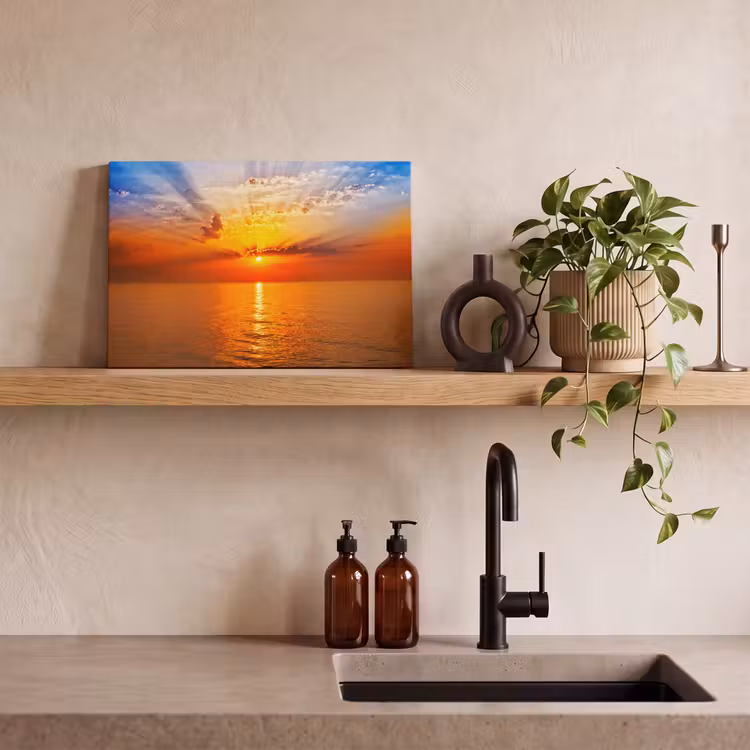 Zonsondergang - Zee - Lucht - Oranje - Horizon - Water canvas 2cm klein -sfeer3