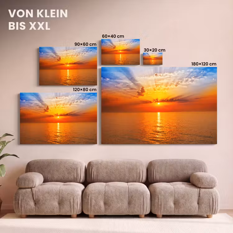 Zonsondergang - Zee - Lucht - Oranje - Horizon - Water canvas 2cm klein -Xsfeer8_DE