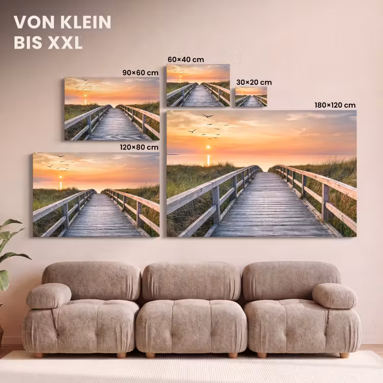 Zonsonderang - Zee - Pad - Gras - Duin - Vogels canvas 2cm klein -Xsfeer8_DE
